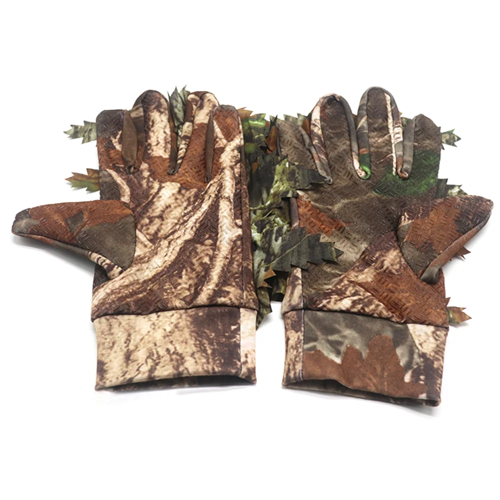 1 пара, рыболовные охотничьи 3d перчатки с листьями, сохраняющие тепло, для охоты, кемпинга, велоспорта, камуфляжные спортивные костюмы для охоты на открытом воздухе