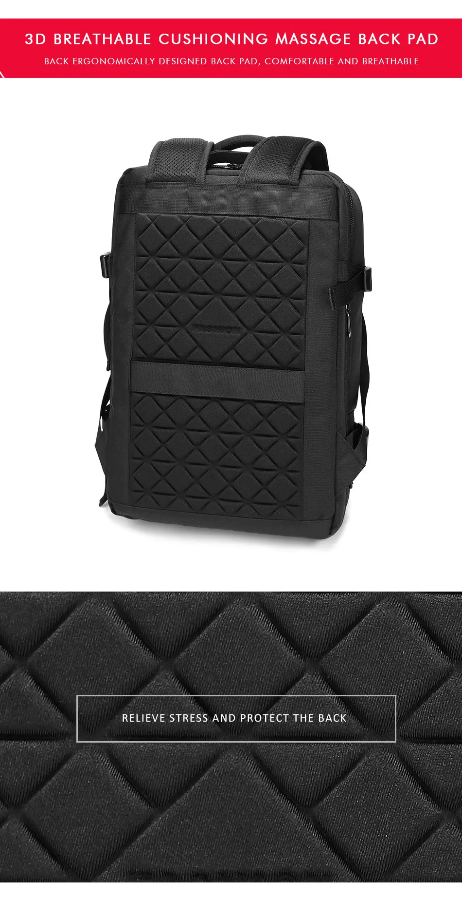 Men Multifunction 15.6" Laptop Backpack Large Capacity Expansion USB Charging Port Travel Backpacks Water Repellent Luggage Bags
