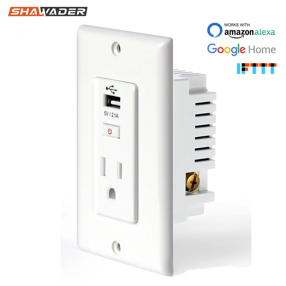 Смарт Wi-Fi настенные розетки США электрическое штепсельное гнездо с USB зарядным