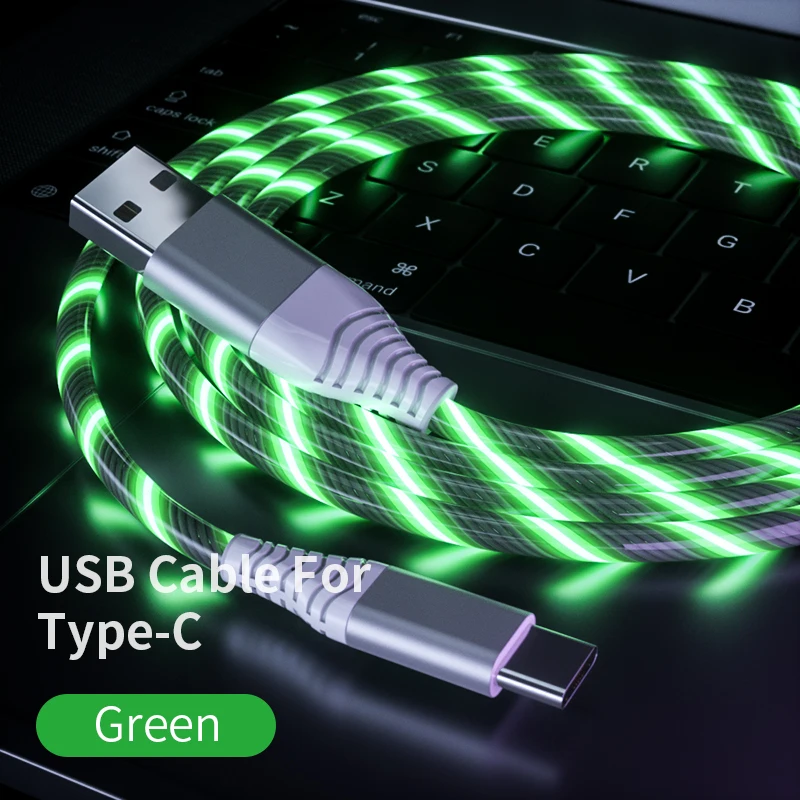 Meide 2 м осветительный светильник LEB USB кабель для быстрой зарядки типа C/Micro/Apple для samsung XiaoMi HUIWEI OPPO LG iphone11 - Цвет: For Type-C Green