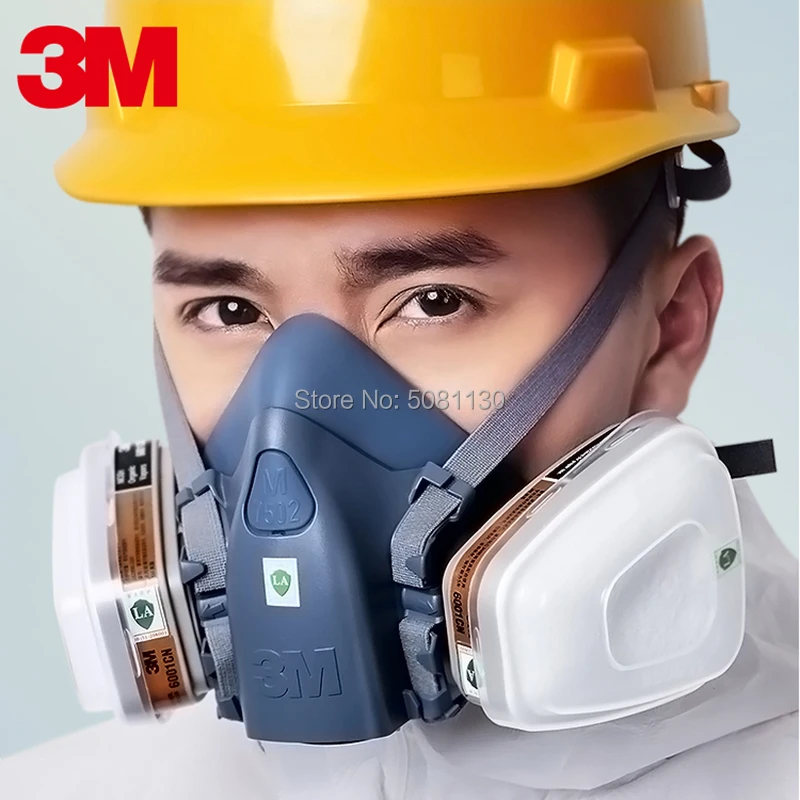 

3M 7502 Dust Mask 7 in 1 Painting Spraying Gas Masks Chemcial Safety Work Mouth Face Mask Dustproof Facepiece Respirator Filter