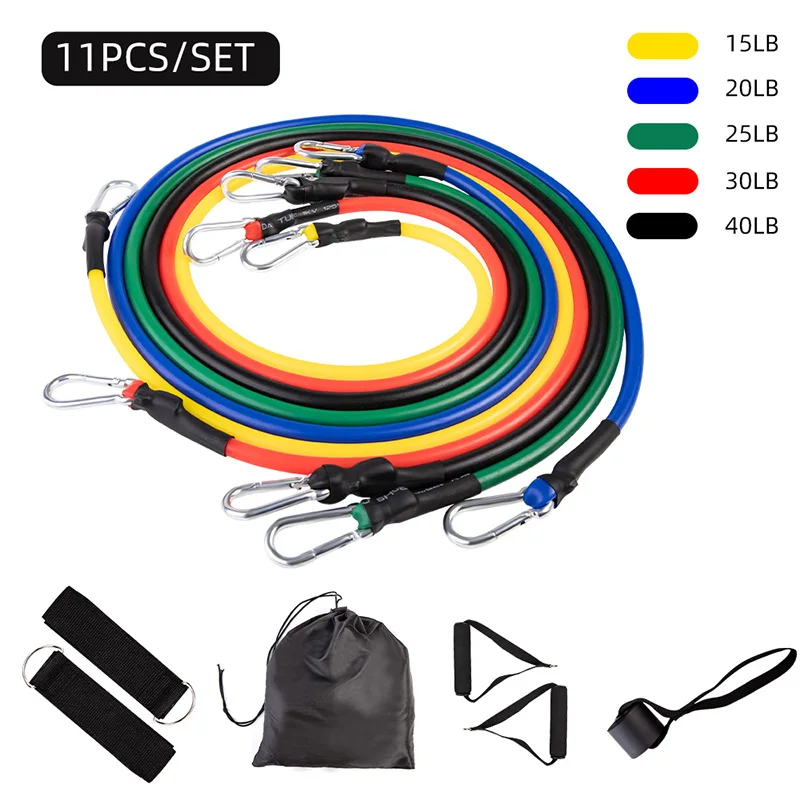 

11pcs Pull Rope Fitness Exercises Resistance Bands with handle set Yoga Tubes Latex bandas elasticas fitness equipment