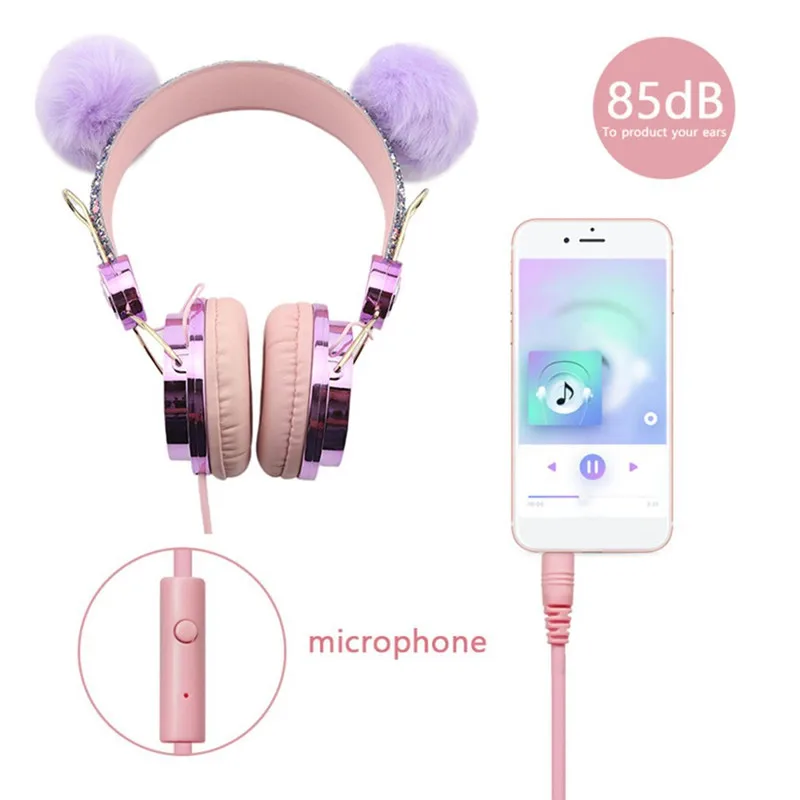 Kid Wired Headphone with Microphone 3 5mm Music Stereo Online Lesson Earphone Computer Mobile Phone Gamer Cat Headsets Girl Gift