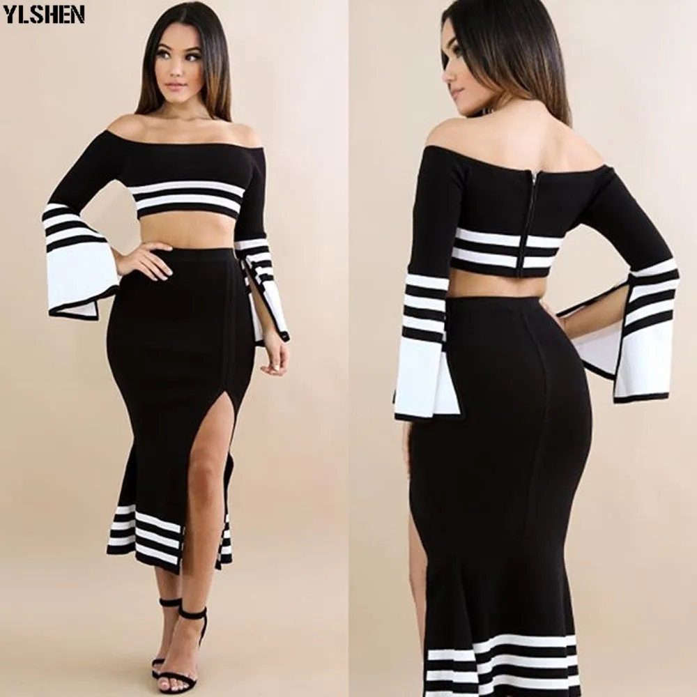 2 Piece Set Crop Tops + Skirt African Clothes Summer Dresses for Women Africa Clothing Dashiki Sexy Lady Two Piece Matching Set 07