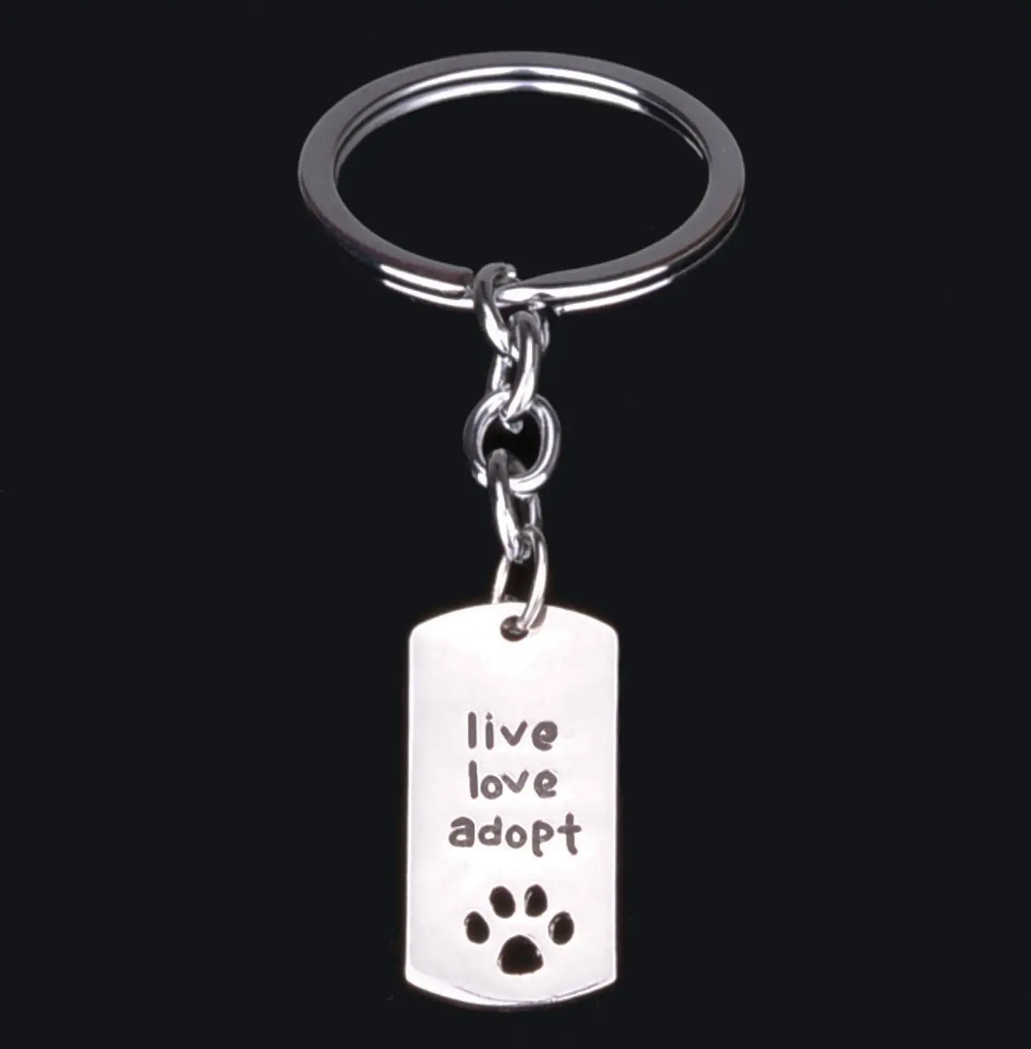 

Live Love Adopt Engraved Keychains Cats Dogs Paws Prints Pendants Key Rings Chains Gifts Pets Keepsake Animal Jewelry Presents