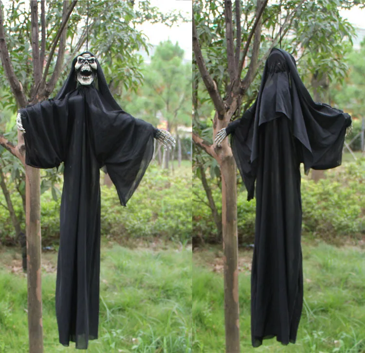 Halloween Trick Haunted House Decoration Voice Guaijiao Shake Props Bar Horror Toy Black And White Hanging Ghost