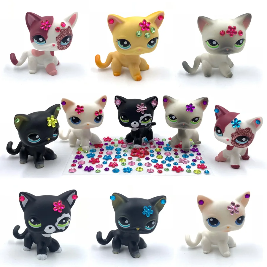 LPS кошка магазин игрушек редкие животные стоя короткие волосы с алмазной