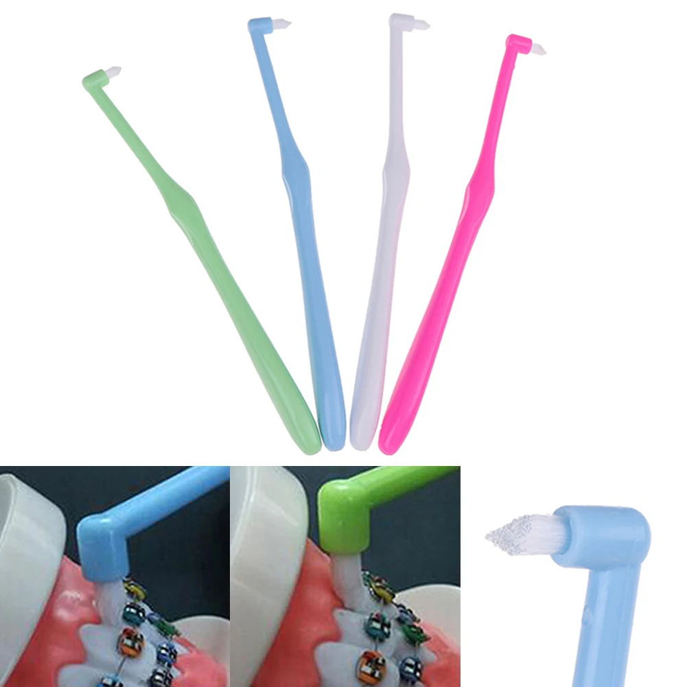 L shape Orthodontic Toothbrush Single Beam Brush Small Pointed