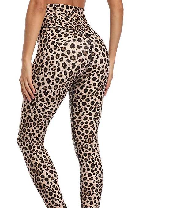 Leopard NWT/ Eshtanga Для женщин спортивные Леггинсы с высокой посадкой супер высокого качества с эластичной резинкой на талии; однотонная обувь; 4-way Stretch узкие брюки Размеры XXS-XL - Цвет: Leopard