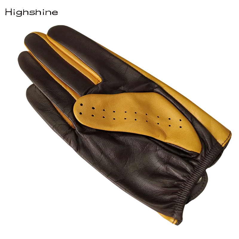 Luxury Vintage Genuine Leather Car Driving Gloves Men Summer Breathable Thin Lamb Leather Touch Screen Unlined Leather Gloves