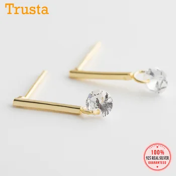 

Trustdavis Real 925 Sterling Silver Sweet Stick Shiny CZ Charm Stud Earrings For Women Wedding Anniversary FINE Jewelry DA1679