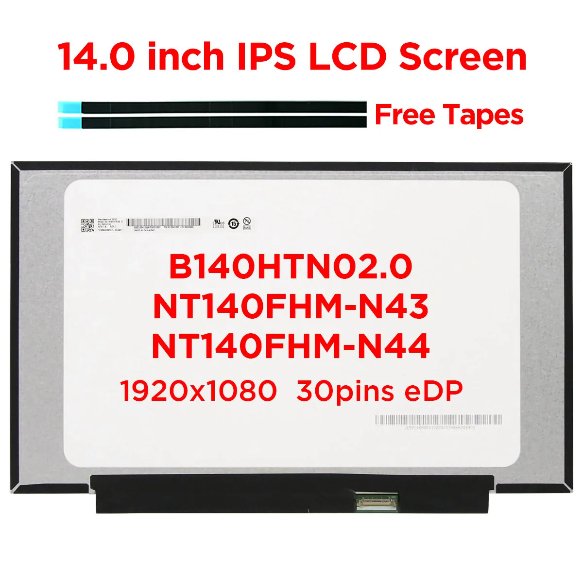 LCD 매트릭스 디스플레이, 14.0 인치 노트북 화면, B140HTN02.0, NT..
