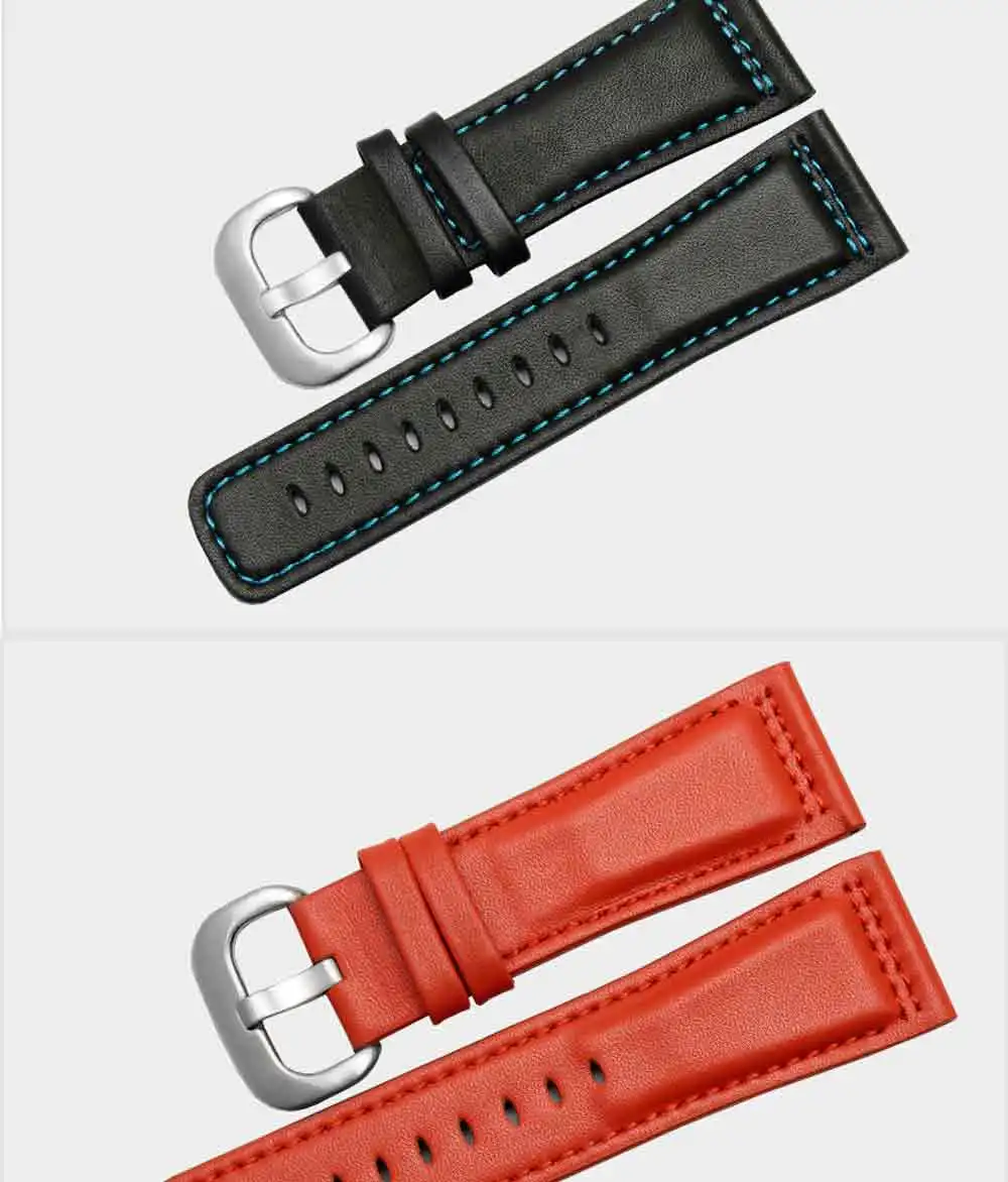 PEIYI 28mm Leather watch band with pin buckle Replacement Machinery Men's Watch Colored Line strap For P1 P2 M1 M2