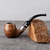 MUXIANG-Handmade Rosewood Pipe for Men, Acrylic Saddle Mouthpiece, Bent Stem, Solid Wooden Tobacco Smoking Pipe, 9mm Filter 1