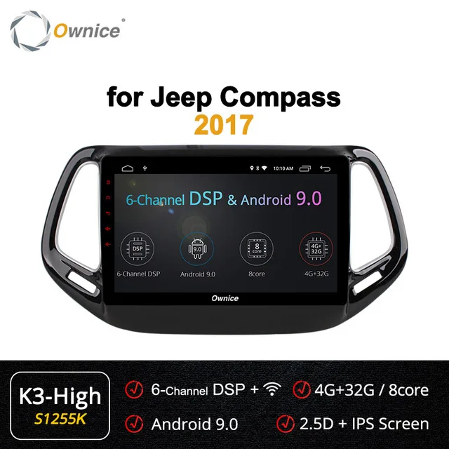 S1255 K3-High Ownice 10," Восьмиядерный Android 9,0 4G ram автомобильный DVD gps Navi плеер carplay для Jeep Compass DVR 4G DSP 360 Pano ram оптический - Цвет: S1255 K3-High