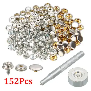 

152pcs 10mm Screw Boat Marine Repair Canvas Fabric Snap Fastener Cover Button Socket Screw Stud Self-Tapping Support Accessories