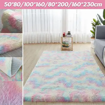 

Nordic Carpet Tie Dyeing Plush Soft Carpets For Living Room Bedroom Anti-slip Floor Mats Bedroom Water Absorption Carpet Rugs