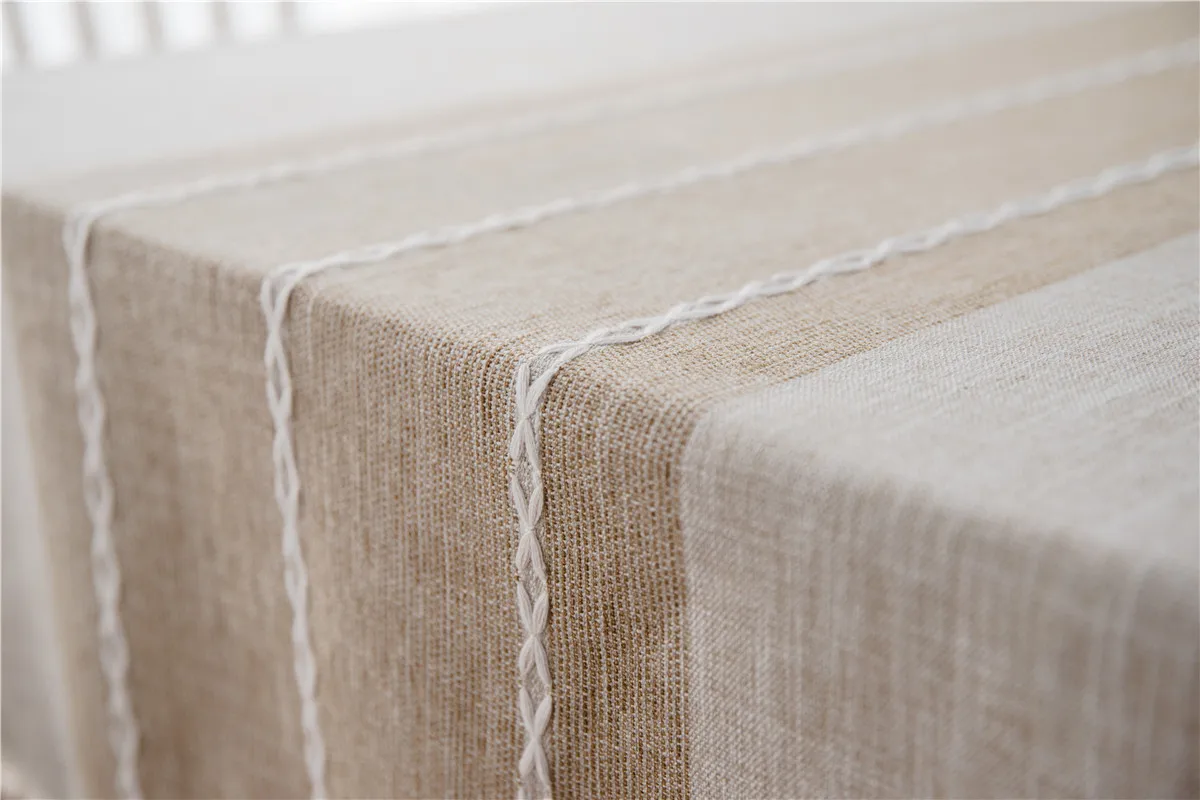 Stripe Cotton Linen Geometric Table Cloth Lace Tablecloth Rectangle Christmas Tea Table Cloth Table Cover Lace Tassel