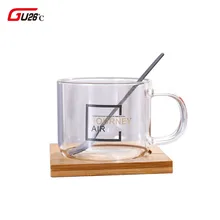 Скандинавские стеклянные кофейные кружки с ручкой чашки для напитков стеклянная творческая чашка для чая подарочная посуда для напитков Новинка молочная чашка с деревянная подставка