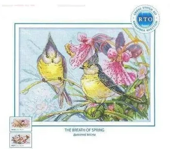 

11/14/16/18/22/25/28ct Lovely Counted Cross Stitch Kit The Breath of Spring Two Birds and Iris Flower Flowers rto m222