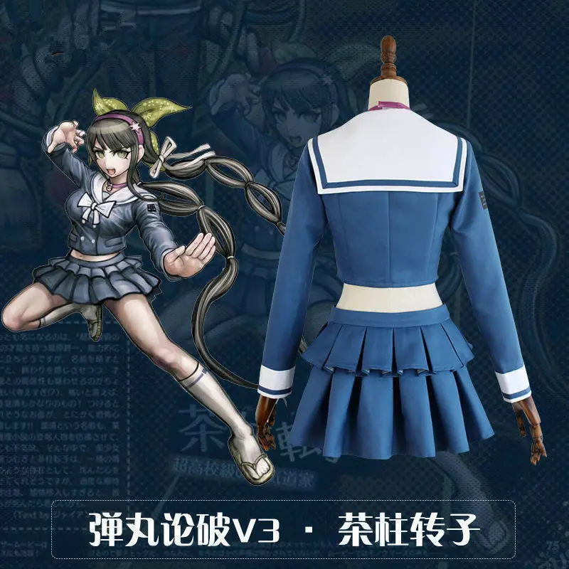 Danganronpa V3 Killing Harmony Chabashira Tenko школьная форма комплект головной убор платье костюм полный набор Косплей Женский костюм реквизит