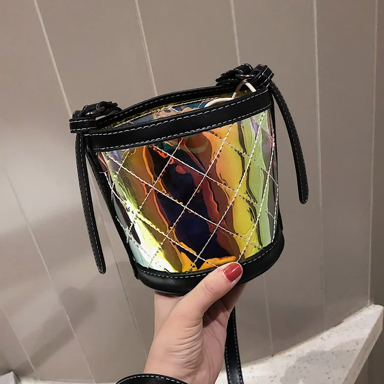 

New Arrival Bag Women's 2019 New Style WOMEN'S Bag Transparent Jelly Bucket Bag Shoulder Versatile INS Shoulder Different Size B
