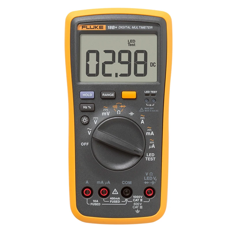Fluke 15B+/17B+/18B+/12E+ автоматический цифровой Диапазон мультиметр DMM AC/DC/диод/R/C напряжение тока тестер