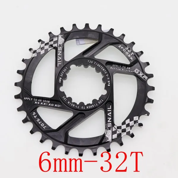 6mm 32T black Улитка GXP цепь 6 мм/1 мм смещение круглый Орел 30 т 32 34 36 38 40X9X0 XX1 XO1 MTB велосипед Звездочка зуб пластина для sram gxp - Цвет: 6mm 32T black