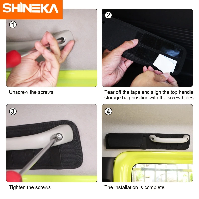 SHINEKA Stowing Tidying Black Car Top Grab Handle   ۶   ׼ Suzuki jimny 2010-2024
