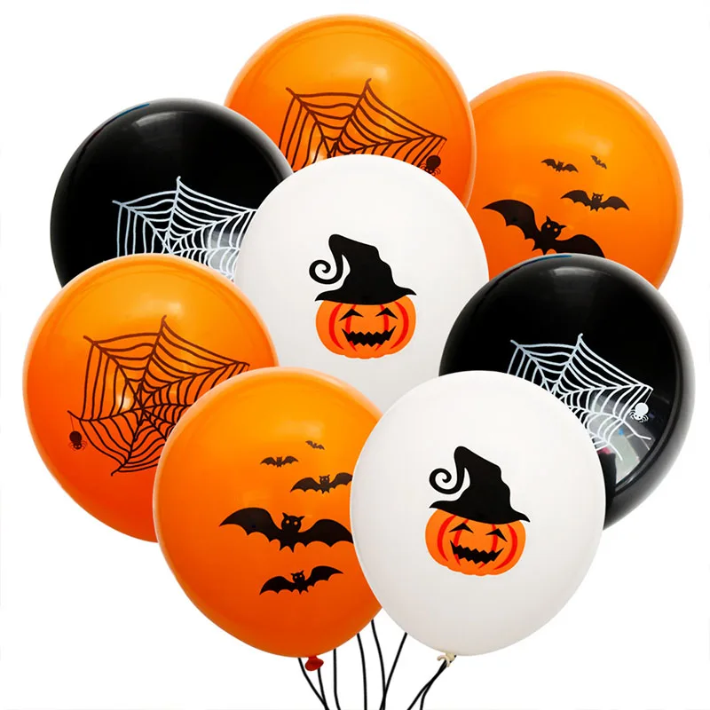 

50PCS 12-inch Halloween Latex Balloons Bat Pumpkin Spider Web HAPPY HALLOWEEN Balloon Party
