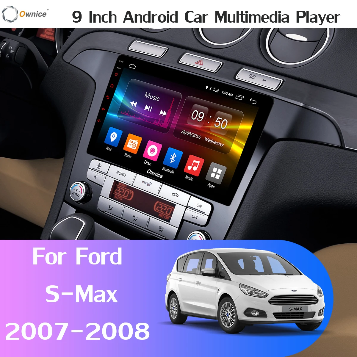Автомагнитола 360 ° панорамная 4 × 4G LTE + 64G Android 9 0 для Ford S Max 2007 2008 GPS навигация DSP