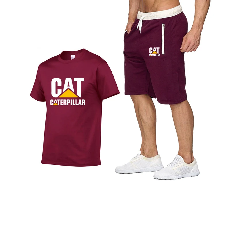 2019 Новая мужская футболка + Мужские штаны печать для гусеничного трактора