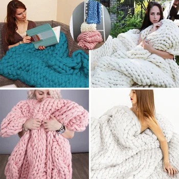 

Woollen Blanket Hand-Woven Fuzzy Blankets Sofa Blanket Warm Throw Blanket