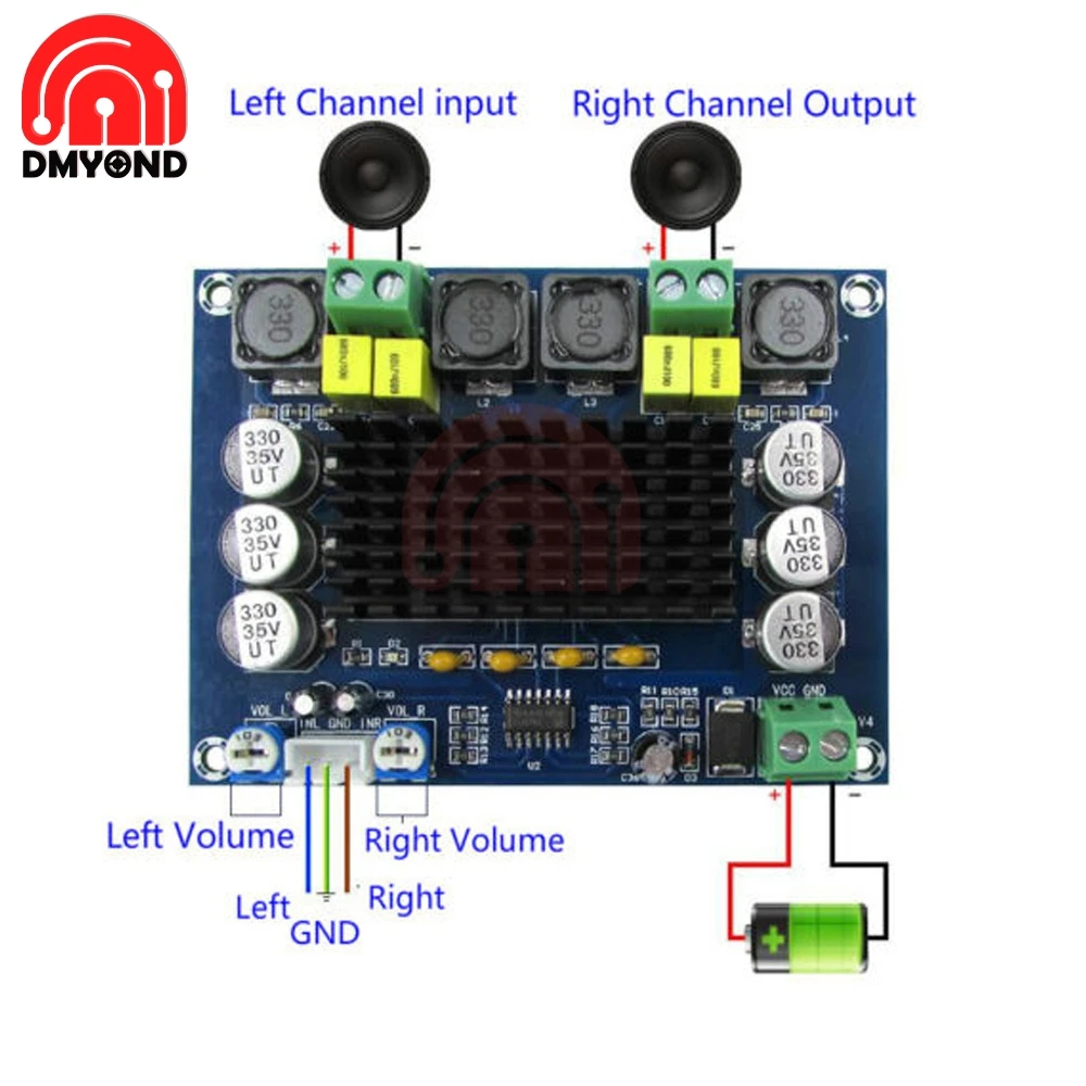 Двойной аудиоприемник усилитель мощности Плата усилителя для динамиков стерео