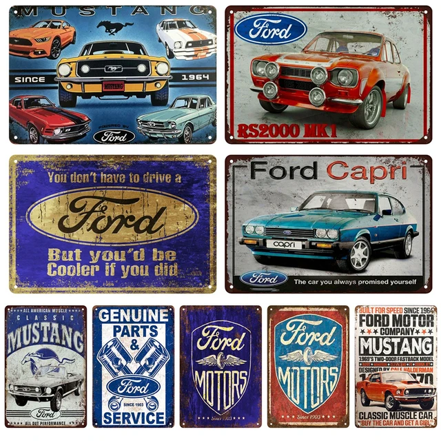 Retro Mustang Ford Cars Metal Sign Garage Tin Sign Plaque Metal Wall Decor Vintage Decor Poster Plates Man Cave Shabby Chic