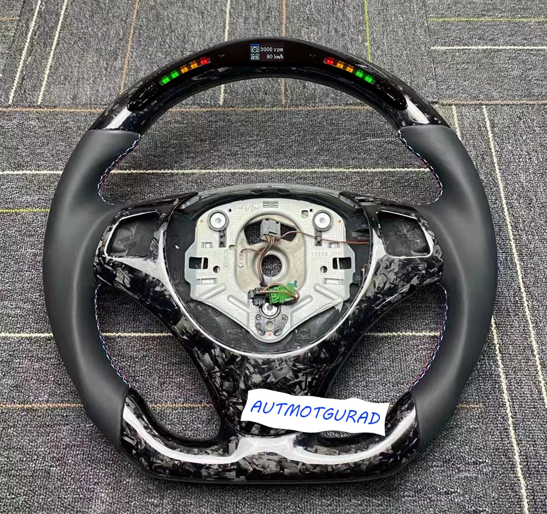 Led Carbon Fiber Sreering Wheel Leather For Bmw E90 E91 E92 E93