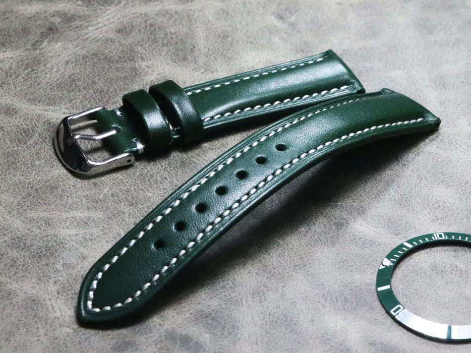 

18 20 22mm high quality Handmade Watch band vintage casual Genuine Leather cowhide strap Bracelet Butterfly buckle Wristband