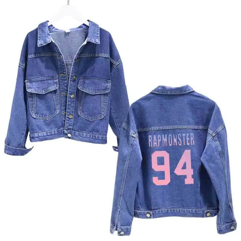 rm94 jacket 1 Love yourself синяя джинсовая куртка женская jungkook97 Куртка harajuku kpop bangtan Эстетическая Jimin jin RM Jungkook Jhope Suga V - Цвет: rm94 jacket 1