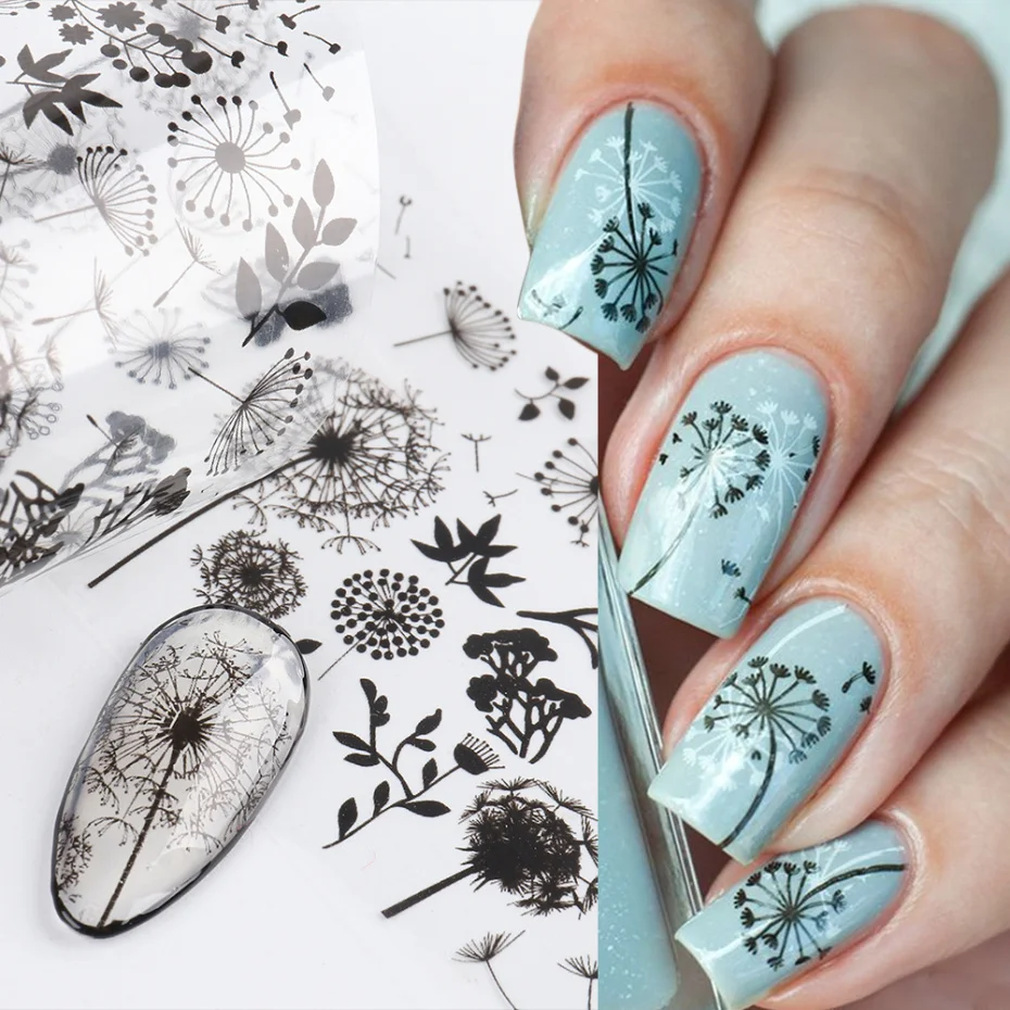 Black Nail Foil Butterfly Flower 4-1