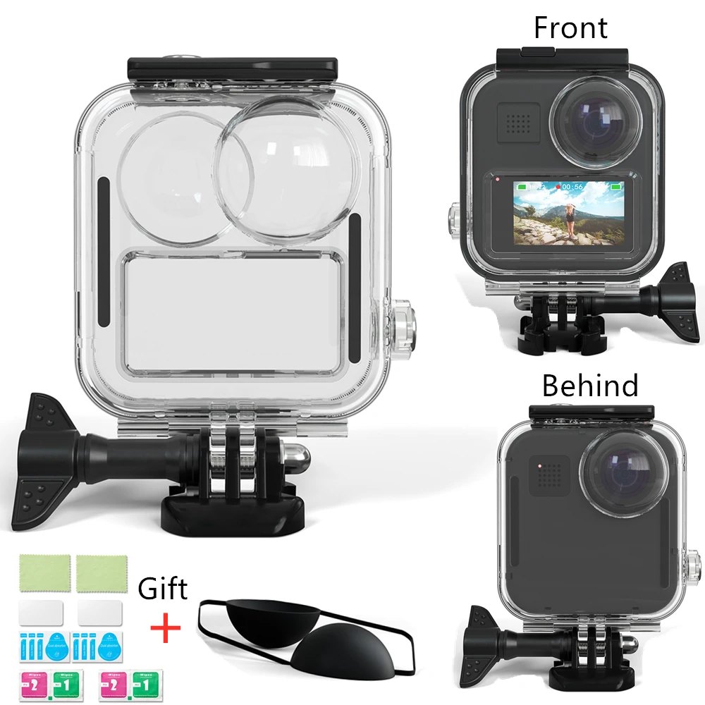 Waterproof Housing Case for Gopro Max Action Camera Diving Protective Shell 20M with Lens Cap Tempered Glass Accessories | Электроника