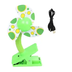 Клип-на с USB мини-вентилятор для детских кроваток манежи (зеленый)