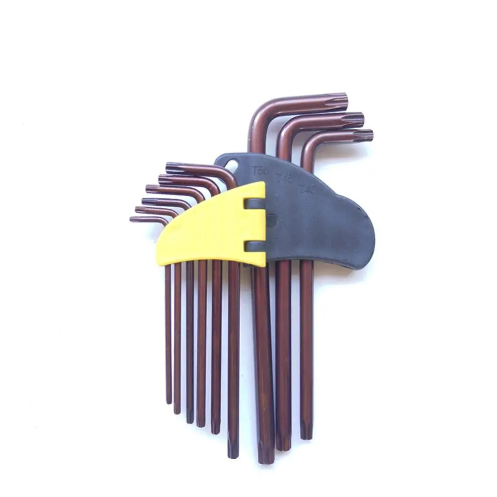 Long S2 steel plum 9 шт./компл. высококачественные шестигранные Torx шестигранный ключ набор ключей Велоспорт Набор инструментов для ремонта сливы в Звездном стиле с плоской головкой/шаровая Головка гаечного ключа костюм - Color: Long S2 steel plum