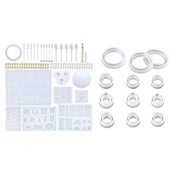 

1 Set Diy Jewelry Silicone Casting Molds Tools Set & 1 Set Silicone Ring Molds Silicone Resin Sphere Mold