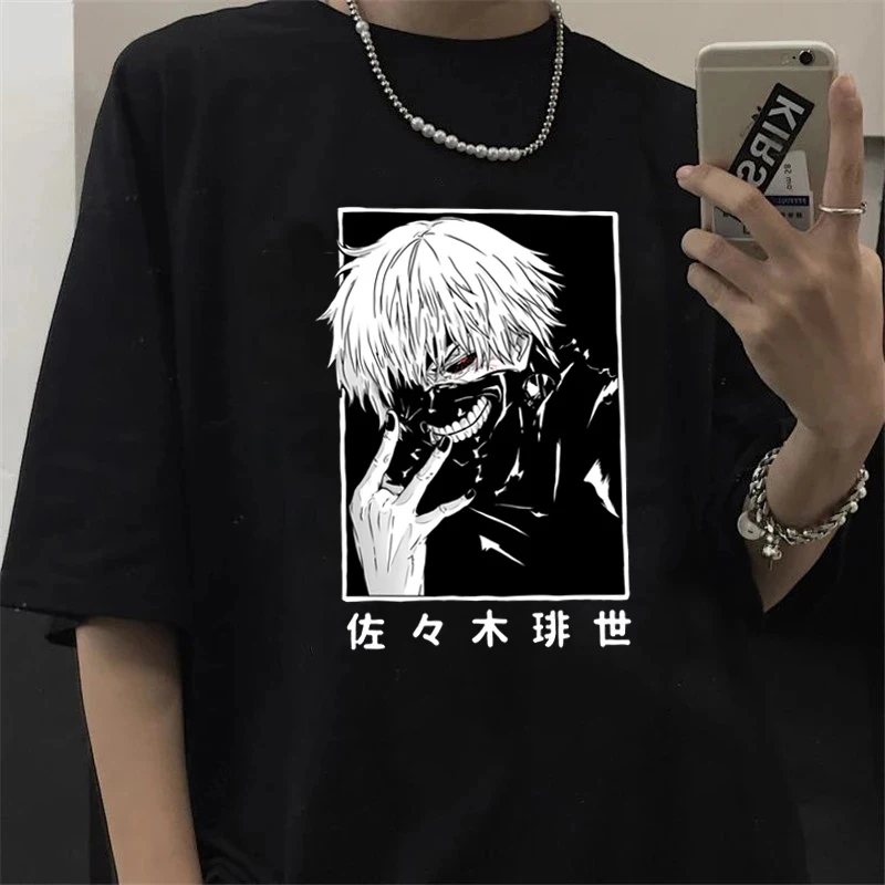 Japanese Anime Kaneki Ken Tokyo Ghoul T Shirt Men Cool Manga Graphic Summer T-shirt Casual Grunge Tshirt Streetwear Top Tee Male | Мужская