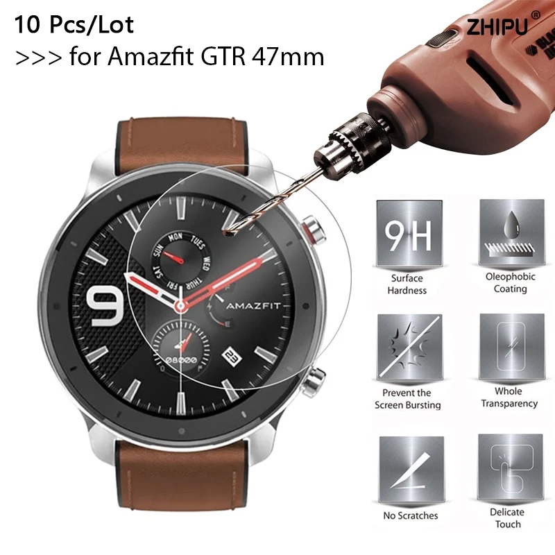 

10 Pcs/Lot 9H Premium Tempered Glass For Xiaomi Huami Amazfit GTR 47mm Smart Watch Screen Protector protective film