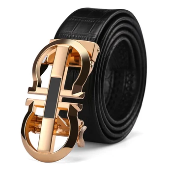 

Men Belt Cowhide Leather Alloy Automatic Buckle Belt Business Affairs Simple Fashion Casual Hot Selling Belt