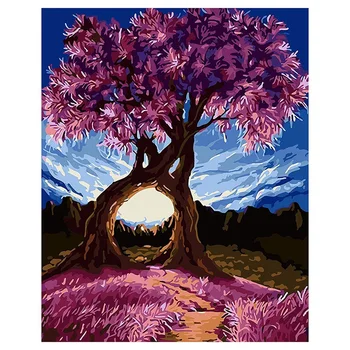 

Paint By Numbers DIY Acrylic Painting Kit for Kids & Adults 40x45cm Love Tree with 3x Brushes