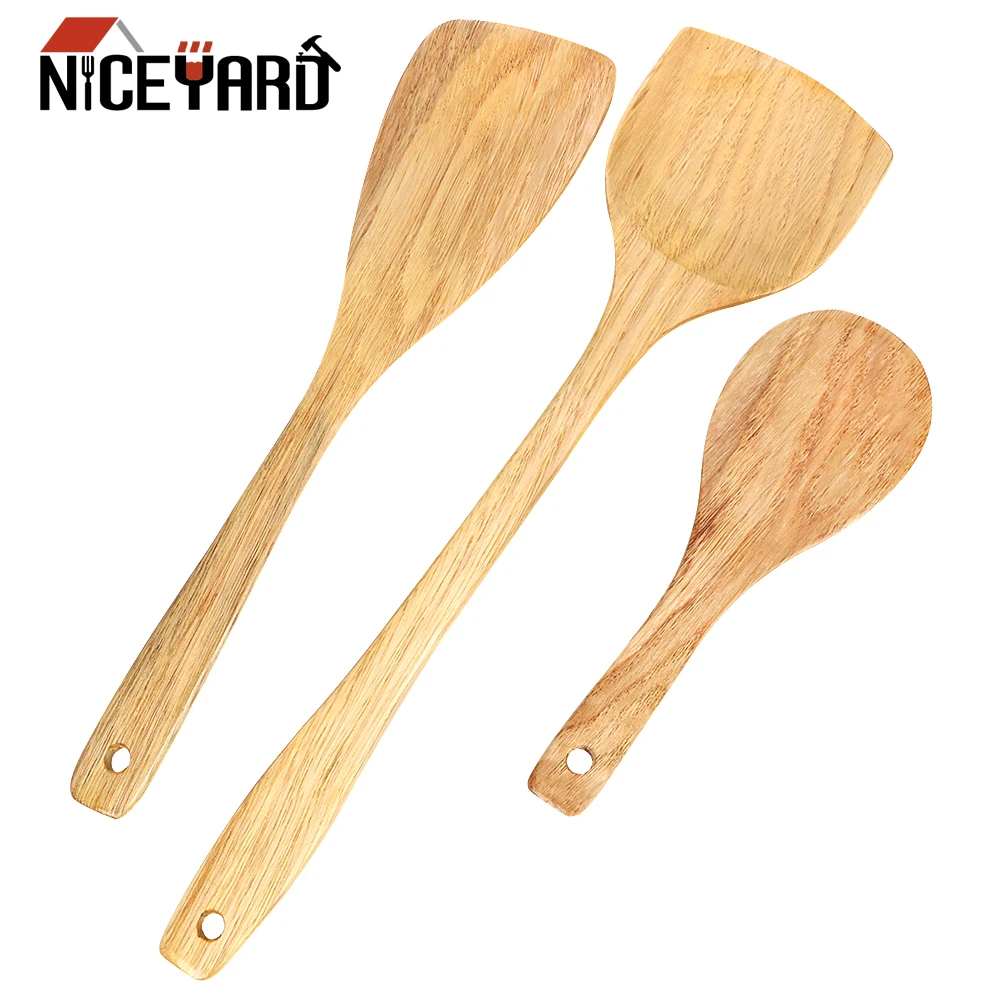 

NICEYARD Wooden Spoon Set Cookware Kitchen Cooking Tool Rice Spoon for Non-stick Pan Wooden Spatula Wooden Kitchen Accessories
