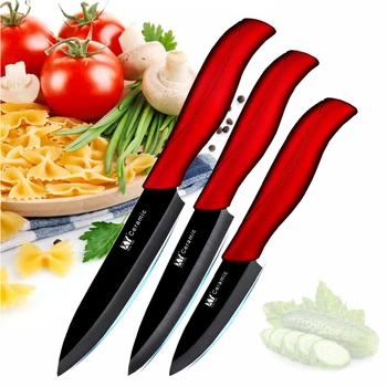 

XYJ Kitchen Knives Ceramic knives 3" 4" 5" Inch Paring Utility Slicing Knives 3PCS Set White Black Blade Ceramic Cooking Knife