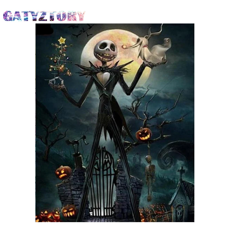 

GATYZTORY Diamond Painting Skull Full Square Drill Stones Diamond Embroidery Halloween Hobby And Handicraft Diamond Mosaic